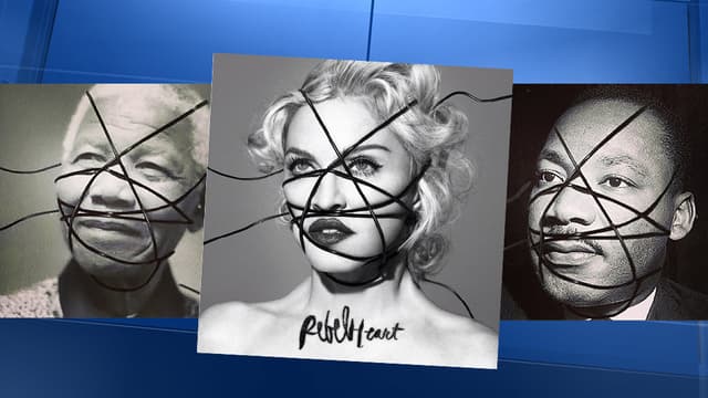 Madonna a fiat des photos montages de grandes célébrités pour la promotion de son nouvel album.