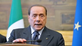 L'ancien chef du gouvernement italien Silvio Berlusconi lors d'une conférence de presse le 19 février 2014 à Rome