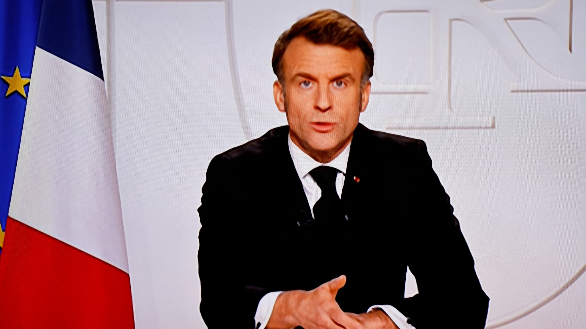 Emmanuel Macron le 5 mars 2025 à l'Élysée lors de son allocution. Emmanuel Macron le 5 mars 2025 à l'Élysée lors de son allocution.