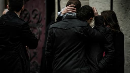 Aux funérailles d'une des victimes des attentats du 13 novembre, le 23 novembre 2015 à Lyon