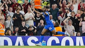 Antoine Semenyo célébrant son doublé face à Liverpool, le 16 aout 2025