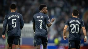 Jude Bellingham, Vinicius Jr. et Fran Garcia lors du match Espanyol-Real Madrid (0-2, Liga), le 3 mai 2026