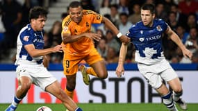 Kylian Mbappé avec le Real Madrid contre la Real Sociedad, à San Sébastian le 14 septembre 2024