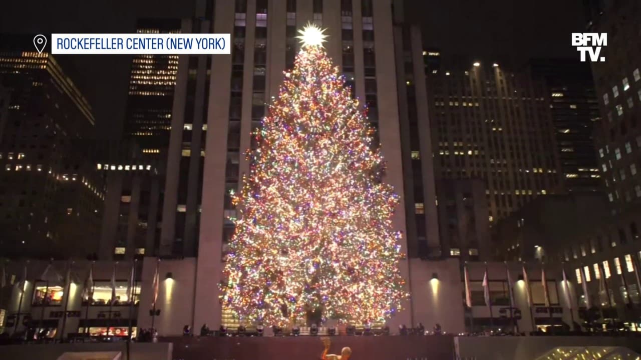 Le gigantesque sapin de Noël du Rockefeller Center scintille à nouveau