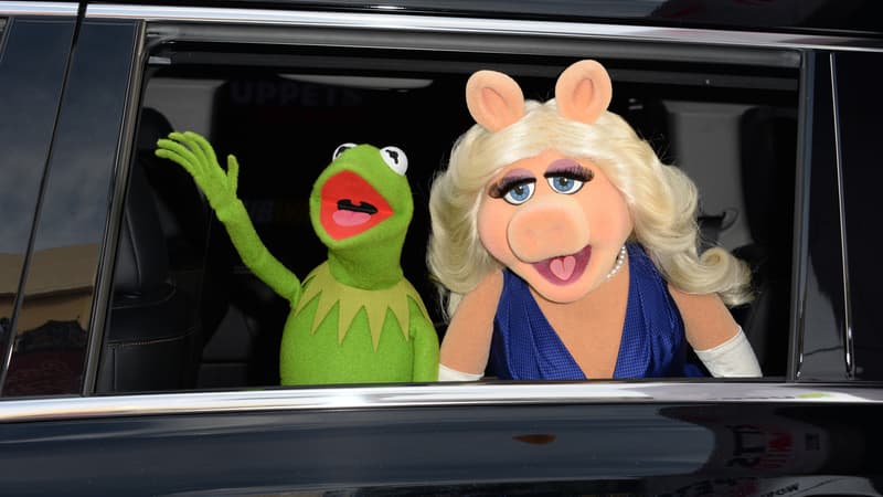 Kermit et Peggy en California pour la première du film "Muppets Most Wanted".