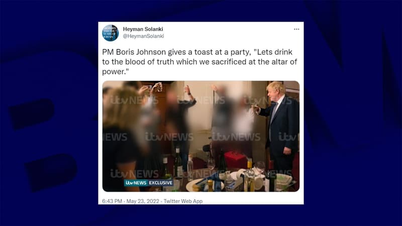 Boris Johnson lors d'une fête organisée pendant le confinement