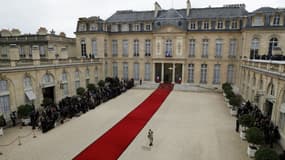 Le Palais de l'Elysée, le 14 mai 2017 pour la passation de pouvoir entre François Hollande et Emmanuel Macron.