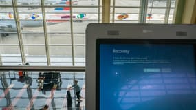 Un écran Windows à l'aéroport Ronald Reagan de Washington, le 19 juillet