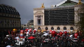 Manifestation contre la réforme des retraites place de l'Opéra à Paris le 13 avril 2023