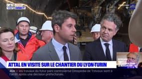 Gabriel Attal en visite sur le chantier du Lyon-Turin, en Savoie