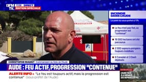 Incendie dans l'Aude: "On a énormément de dons, de gens qui veulent soutenir les habitants et les pompiers", souligne le colonel Christophe Magny, directeur du SDIS 11