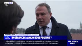 Cercueils déposés près de la tour Eiffel: quand le vice-président du Parlement russe, Piotr Tolstoï, évoquait des "cercueils [...] couverts du drapeau tricolore" de soldats français envoyés en Ukraine