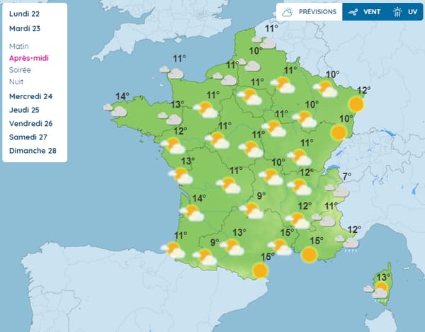La météo attendue mardi 23 avril 2024 en France. 
