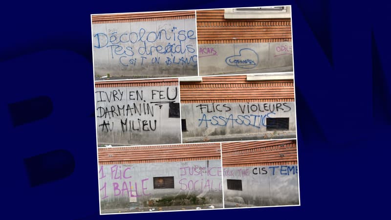 Des tags visant la police retrouvés sur des murs d'un immeuble d'Ivry.