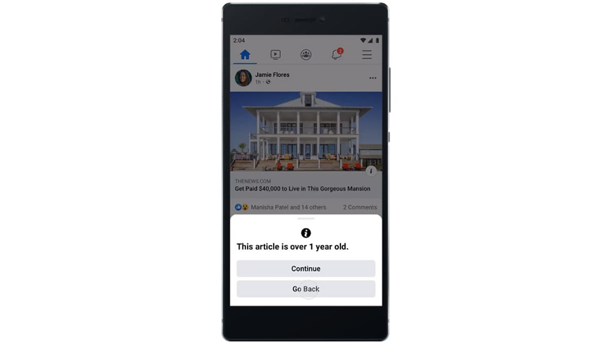 Capture d'écran de la fonction d'alerte de Facebook Capture d'écran de la fonction d'alerte de Facebook
