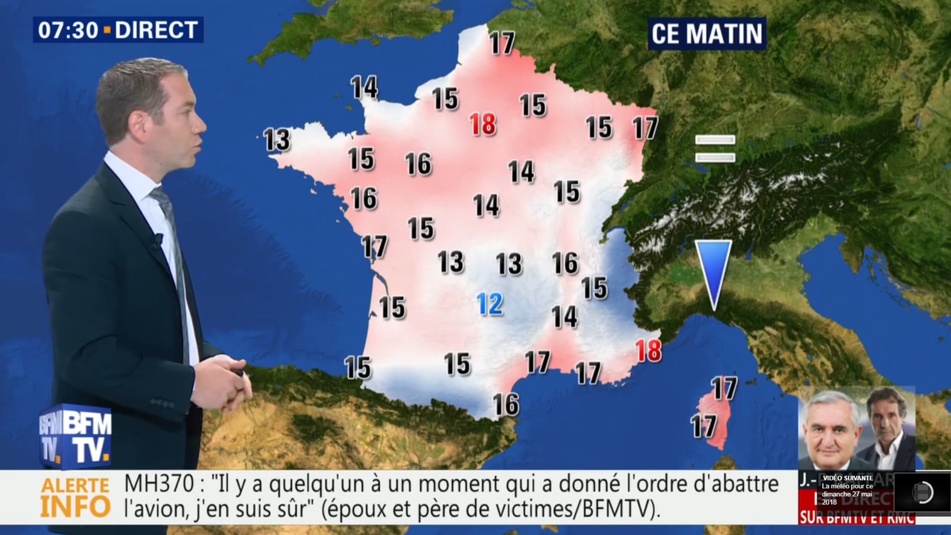 Températures pour la matinée du mardi 29 mai 2018 Températures pour la matinée du mardi 29 mai 2018
