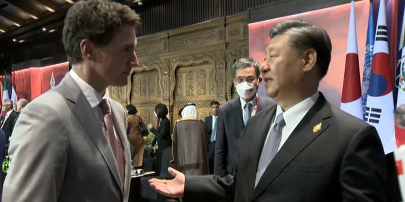 Justin Trudeau et Xi Jinping au G20 à Bali en Indonésie, le 16 novembre 2022