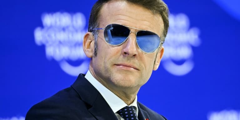 Le président Emmanuel Macron à Davos en Suisse le 20 janvier 2026