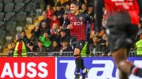 Ayoub Amraoui avec l'OGC Nice, à Chisinau (Moldavie) le 9 mars 2023