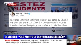 Jean-Yves Le Drian réagit après les explosions à Beyrouth