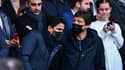 Nasser Al-Khelaïfi et Leonardo lors d'un match du PSG, le 13 mars 2022