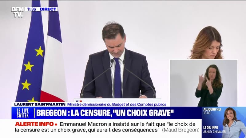 Budget: Laurent Saint-Martin, ministre démissionnaire du Budget, dévoile la loi spéciale qui doit 