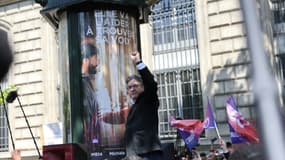 Le dirigeant de La France insoumise (LFI), Jean-Luc Mélenchon, lors de la manifestation du 1er mai 2022 à Paris