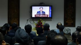 Le ministre des Affaires étrangères japonais Fumio Kishida  à la télévision le 16 janvier 2015 