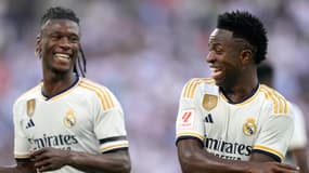 Eduardo Camavinga avec Vinicius Jr au Real Madrid, le 7 octobre 2023