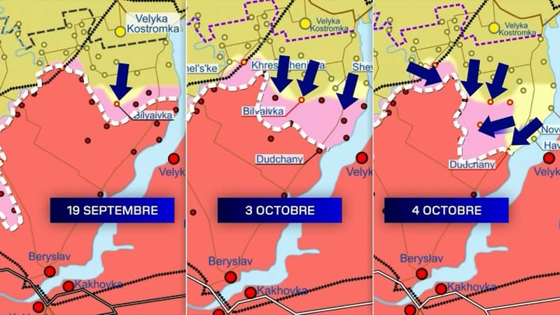 Recul de l'armée russe: la contre-offensive ukrainienne à l'Est et au Sud expliquée par les cartes