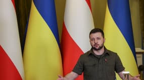 Volodymyr Zelensky lors d'une conférence de presse avec le chancelier autrichien à Kiev, le 9 avril 2022