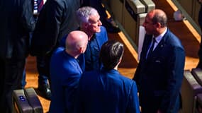 Didier Deschamps en discussion avec Philippe Diallo et Guy Stéphan, 8 février 2024