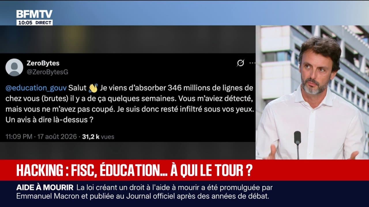 Fuite de données de l'Éducation nationale: "Nous sommes confrontés à des choses extrêmement préoccupantes", juge François Resnais (SNPDEN)