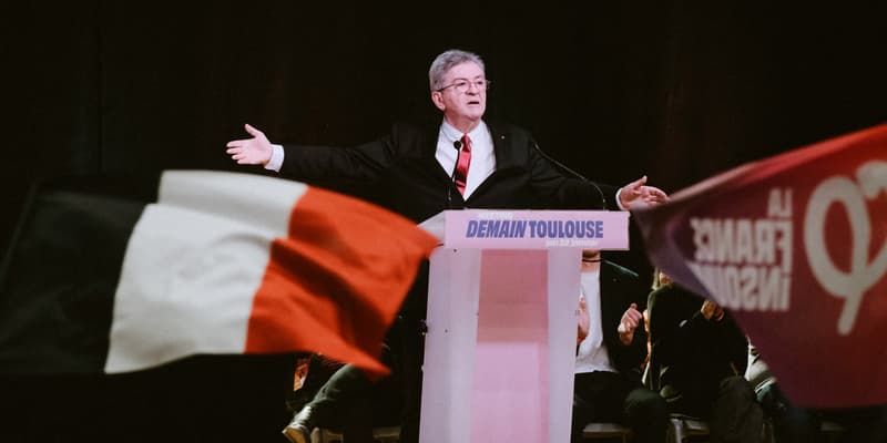 Le leader de La France insoumise, Jean-Luc Mélechon, lors d'un meeting à Toulouse le 22 janvier 2026
