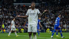 Vinicius lors du match entre le Real Madrid et Getafe (0-1, Liga), le 2 mars 2026