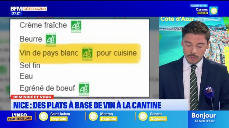 BFM Nice et vous : des plats cuisinés avec du vin dans les cantines niçoises, un père s'indigne