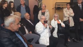 Christiane Cabalé, ancienne résistante, prend la parole lors de l'hommage aux déportés à Saint-Nazaire, le 30 avril 2017. 