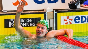 Léon Marchand lors des Championnats de France de natation, le 12 juin 2023