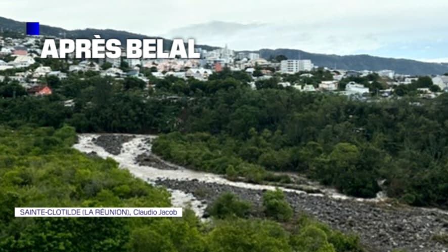 La vue d'un vacancier à Sainte-Clotilde après le passage du cyclone Belal, sur l'île de La Réunion, le 15 janvier 2024.