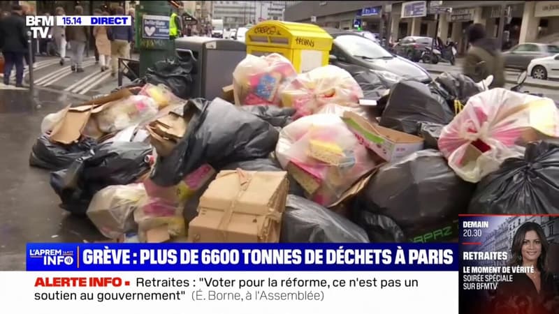 Grèves des éboueurs: plus de 6600 tonnes de déchets entassés dans les rues de Paris
