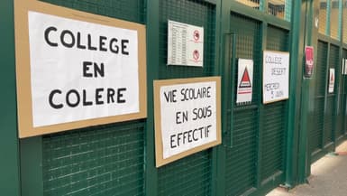 La grille d'entrée au collège du Parc Impérial le 5 juin 2024, 26 élèves sur 840 présents dans l'établissement lors d'une opération "collège mort".