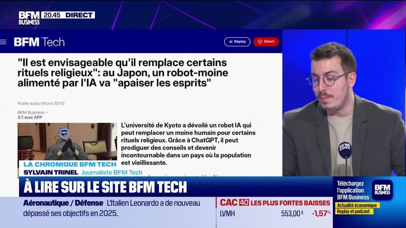 À lire sur le site Tech&Co : "Il est envisageable qu'il remplace certains rituels religieux": au Japon, un robot-moine alimenté par l'IA va "apaiser les esprits", par Sylvain Trinel - 25/02