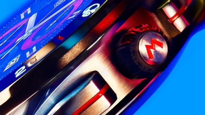 Le M de Mario apparaît sur le bouton poussoir.