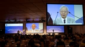 Kido Suechi, survivant nucléaire japonais de 82 ans, de Nihon Hidankyo, lors de la Conférence de Vienne 2022 sur l'impact humanitaire des armes nucléaires au Centre autrichien de Vienne, en Autriche, le 20 juin 2022.