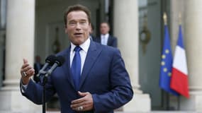 Arnold Schwarzenegger à l'Elysée en 2014, pour évoquer le climat.
