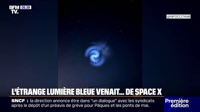 L'étrange lumière bleue aperçue dans le ciel lundi soir venait d'une fusée de Space X