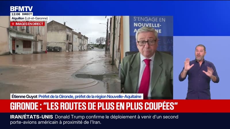 Crues: "11 communes en Gironde n'ont pas d'électricité", recense Étienne Guyot, préfet de la Gironde et de la région Nouvelle-Aquitaine