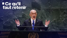 Le Premier ministre israélien Benjamin Netanyahu devant les Nations unies (États-Unis) le 27 septembre 2024.