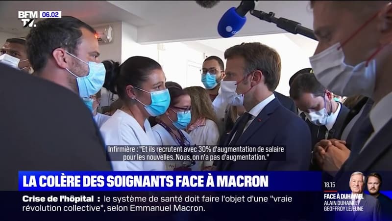 À Cherbourg, face à Emmanuel Macron, les soignants tirent la sonnette d'alarme sur la situation à l'hôpital