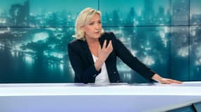 Marine Le Pen sur le plateau de Ruth Elkrief, sur BFMTV, le 8 mai 2019